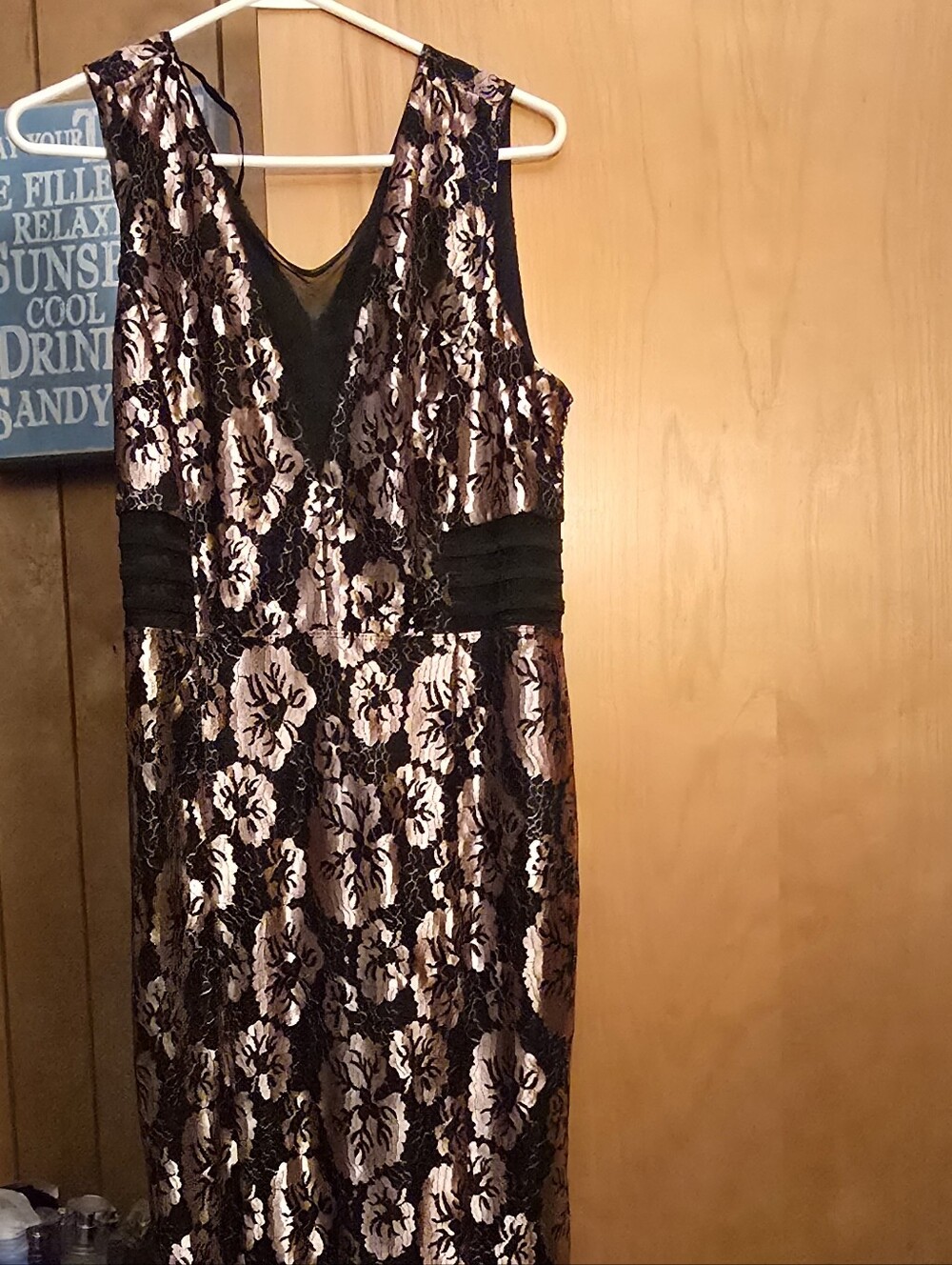 Enfocus Studio Black and Rose Gold Floral Maxi Dress